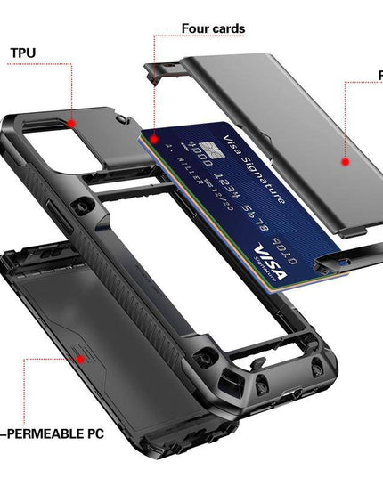 Armor Slide Military Grade Wallet Shockproof Case for iPhone 12 Series - Libiyi